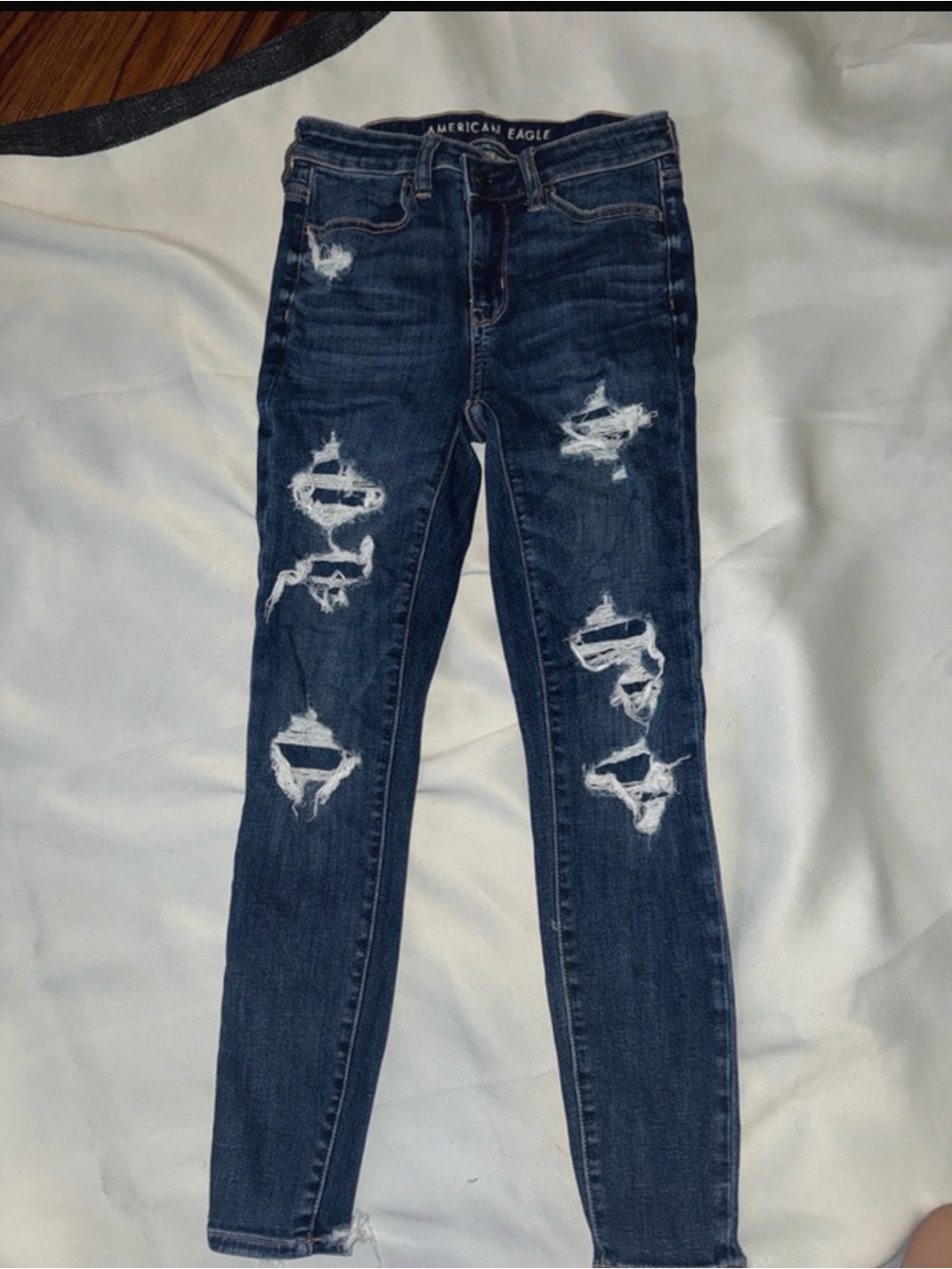 American Eagle Outfitters Navy Blue Ripped Skinny Jeans